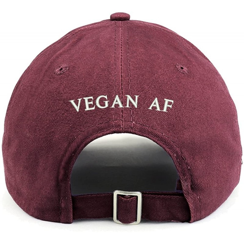 Baseball Caps Vegan AF (Back) Embroidered 100% Cotton Dad Hat - Maroon - CE188TLH320 $33.43