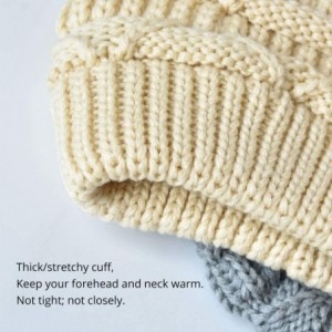 Skullies & Beanies Womens Slouchy Beanie-Trendy Chunky Cable Knit Beanie-Oversized Winter Hats for Women - Black&dark Grey - ...
