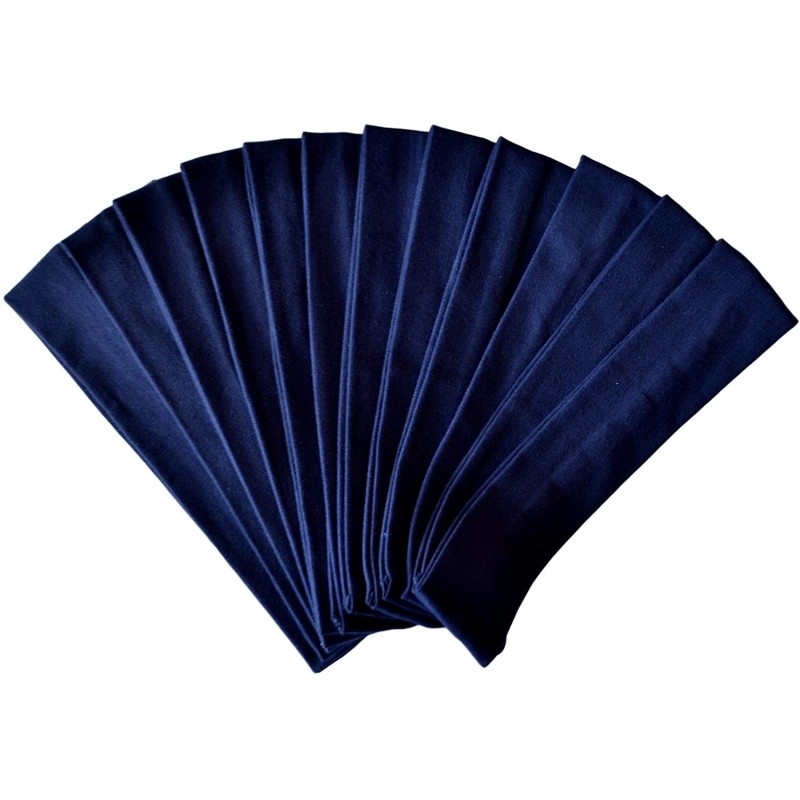 Headbands NAVY BLUE Cotton Stretch School Uniform Headbands from - Set of 12 - CR11L8HCZ4Z $21.58