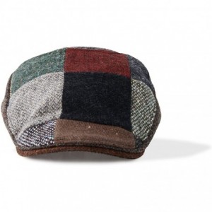 Newsboy Caps Irish Wool Flat Cap - Brown Patchwork - CB12KO2NZUH $92.06