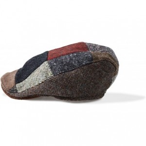 Newsboy Caps Irish Wool Flat Cap - Brown Patchwork - CB12KO2NZUH $80.29