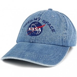 Baseball Caps NASA I Need My Space Low Profile Denim Garment Washed Adjustable Cap - Light Denim - CC17YI7NKUD $51.43