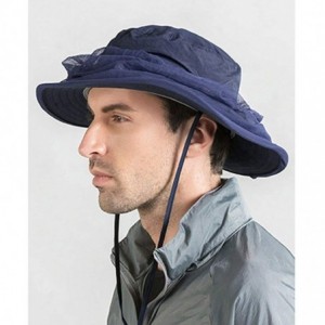 Sun Hats Head Net Hat Safari Hats Sun Protection Water Repellent Bucket Boonie Hats Hidden Outdoor - Navy - CZ18RD882Q4 $30.13