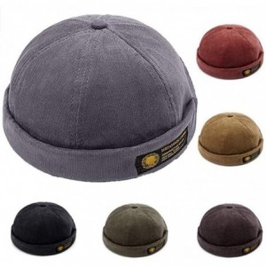 Skullies & Beanies Unisex Beanie Corduroy Docker Brimless Hat Rolled Cuff Harbour Hat - X-grey - C8193AKYRG2 $18.23