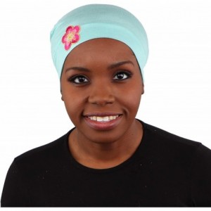 Skullies & Beanies Chemo Beanie Sleep Cap with Pink and Gold Flower - Mint - CZ1825QSEK2 $34.82