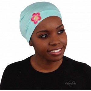 Skullies & Beanies Chemo Beanie Sleep Cap with Pink and Gold Flower - Mint - CZ1825QSEK2 $12.44