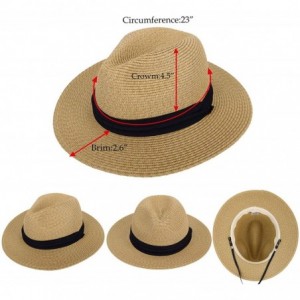 Sun Hats Mens Women's Wide Brim Straw Panama Sun Hat - Two Pack_light Brown/White - CA18S5SKYHR $44.63