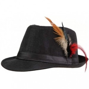 Fedoras Unisex Classic Cuban Style Trilby Hat Short Brim Fedora Hat Fashion Straw Hat - Black - CS18R3WM9YE $29.61