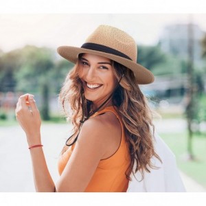 Sun Hats Mens Women's Wide Brim Straw Panama Sun Hat - Two Pack_light Brown/White - CA18S5SKYHR $50.58