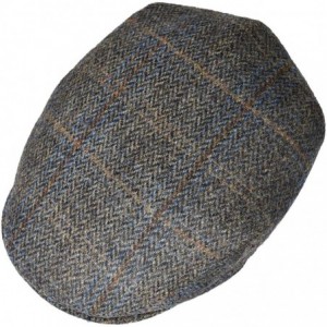 Newsboy Caps Men's 100% Wool Flat Cap Classic Irish Ivy Newsboy Hat - Brown/Blue Check - CU196IN8K65 $50.50
