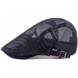Berets Summer Men Women Casual Beret Hat Flat Cap Hat Adjustable Breathable Mesh Caps - Navy - C4199I5UTSM $43.80