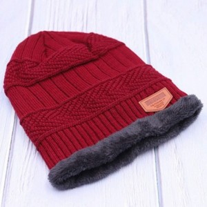 Skullies & Beanies Men's Women Beanie Winter Hat Scarf Set Warm Knit Hat Thick Outdoors Ski Beanies Hat for Winter - Red - CX...