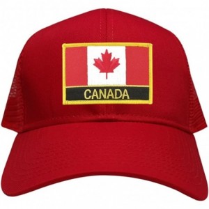 Baseball Caps Canada Flag Embroidered Iron on Patch with Text Adjustable Mesh Trucker Cap - Red - C112MAKXQ2F $30.79