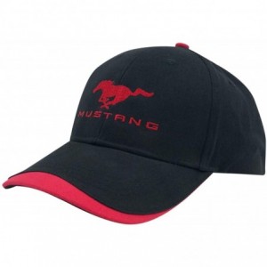 Baseball Caps Ford Mustang Adjustable Baseball Cap - Black/Red - CT18AYETKIX $48.59
