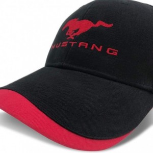 Baseball Caps Ford Mustang Adjustable Baseball Cap - Black/Red - CT18AYETKIX $21.92