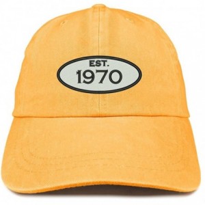 Baseball Caps Established 1970 Embroidered 50th Birthday Gift Pigment Dyed Washed Cotton Cap - Mango - CN180N557OD $36.70