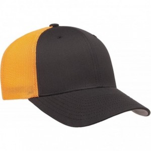 Baseball Caps Trucker Mesh Fitted Cap - Charcoal/Neon Orange - CE18X3AG2CG $17.34