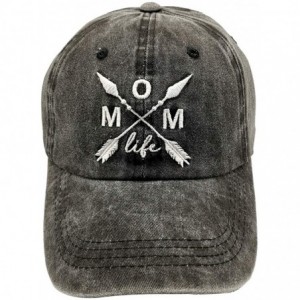 Baseball Caps Women's Mom Life Dad Hat Embroidered Distressed Denim Baseball Cap - Mom Life - Black - CG18AOOZDZ6 $22.59