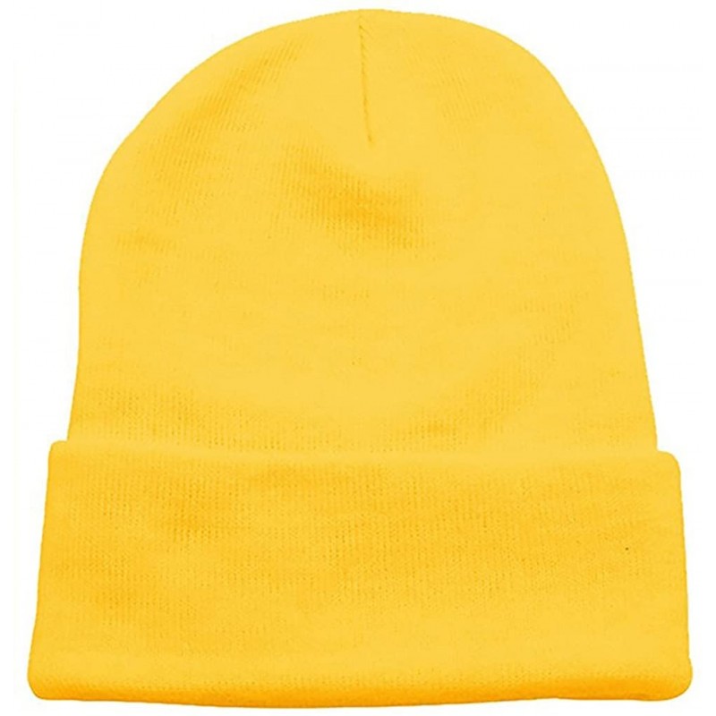 Skullies & Beanies Warm Winter Hat Knit Beanie Skull Cap Cuff Beanie Hat Winter Hats for Men - Lemon - C512O1QH4HE $6.90