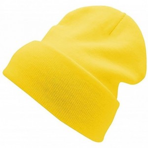 Skullies & Beanies Warm Winter Hat Knit Beanie Skull Cap Cuff Beanie Hat Winter Hats for Men - Lemon - C512O1QH4HE $6.90