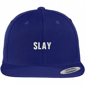 Baseball Caps Slay Embroidered Flat Bill Snapback Adjustable Cap - Royal - C112N0JAU40 $42.80
