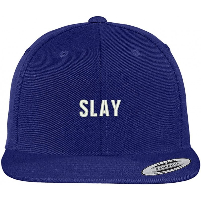 Baseball Caps Slay Embroidered Flat Bill Snapback Adjustable Cap - Royal - C112N0JAU40 $23.78