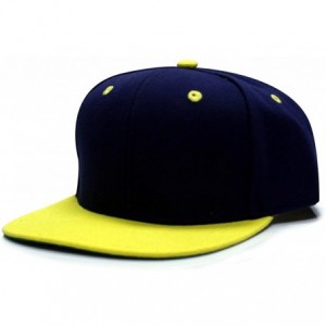 Baseball Caps Plain Blank Snapback Caps - Navy/Gold - CP11U9GVY9N $17.36