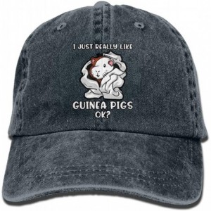 Baseball Caps Men&Women Adjustable Yarn-Dyed Denim Baseball Caps I Just Really Like Guinea Pigs OK Snapback Cap - Navy - CK18...