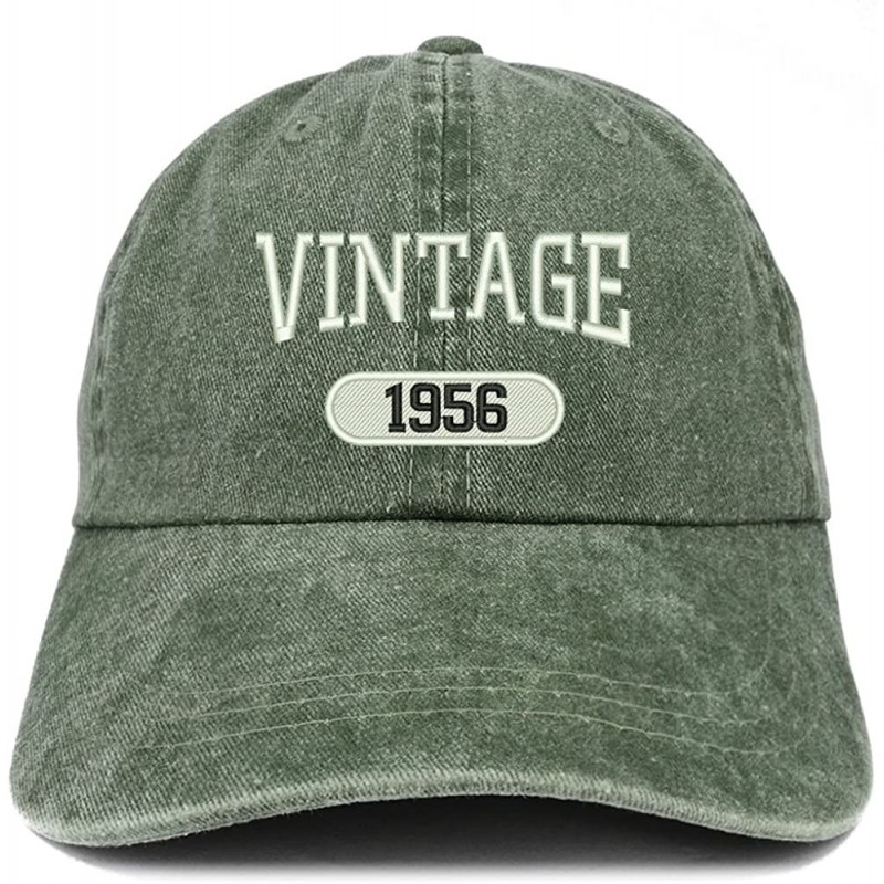Baseball Caps Vintage 1956 Embroidered 64th Birthday Soft Crown Washed Cotton Cap - Dark Green - CZ180WUHUOI $34.30