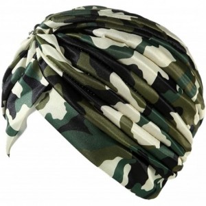 Sun Hats Shiny Turban Hat Headwraps Twist Pleated Hair Wrap Stretch Turban - Camouflage - CR199IHZK42 $23.00