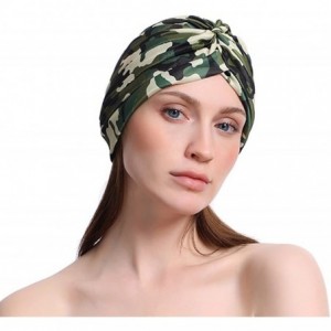Sun Hats Shiny Turban Hat Headwraps Twist Pleated Hair Wrap Stretch Turban - Camouflage - CR199IHZK42 $9.78