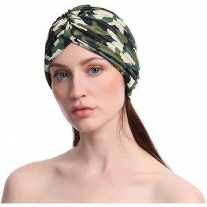Sun Hats Shiny Turban Hat Headwraps Twist Pleated Hair Wrap Stretch Turban - Camouflage - CR199IHZK42 $9.78