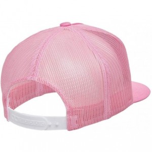 Baseball Caps Yupoong 6006 Flatbill Trucker Mesh Snapback Hat with NoSweat Hat Liner - Pink - CK18O8NMQ3W $14.38