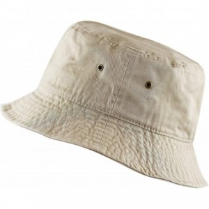 Bucket Hats Unisex 100% Cotton Packable Summer Travel Bucket Beach Sun Hat - Khaki - CB125W1EW3T $9.19