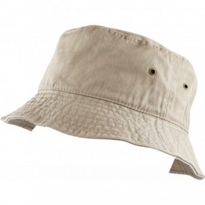 Bucket Hats Unisex 100% Cotton Packable Summer Travel Bucket Beach Sun Hat - Khaki - CB125W1EW3T $22.58