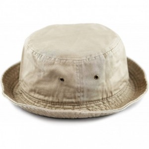 Bucket Hats Unisex 100% Cotton Packable Summer Travel Bucket Beach Sun Hat - Khaki - CB125W1EW3T $22.58