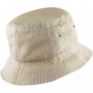 Bucket Hats Unisex 100% Cotton Packable Summer Travel Bucket Beach Sun Hat - Khaki - CB125W1EW3T $21.53