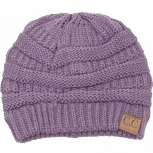 Skullies & Beanies Thick Knit Soft Stretch Beanie Cap - Violet - CU11P211TSL $20.44