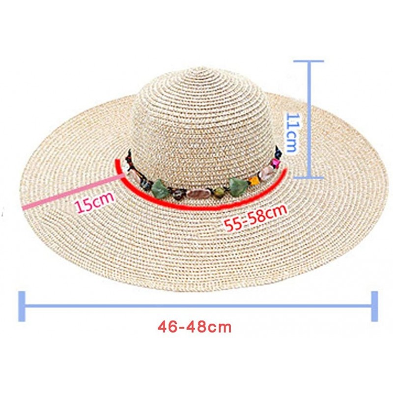 Women's Wide Brim Sun Protection Straw Hat-Folable Floppy Hat-Summer UV ...