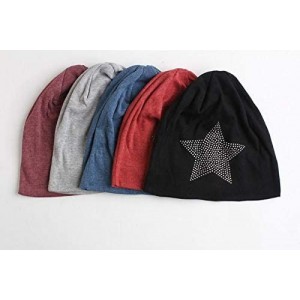 Skullies & Beanies Classic Soft Knit Fashion Beanie Cap Hat with Rhinestone Star for Woman - Brown - C818HKW8ZS3 $23.43
