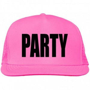 Baseball Caps Party Bright neon Truckers mesh snap Back hat - Neon Pink - CP11MJC3KDN $37.37