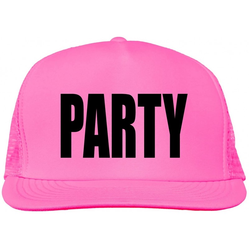Baseball Caps Party Bright neon Truckers mesh snap Back hat - Neon Pink - CP11MJC3KDN $38.77