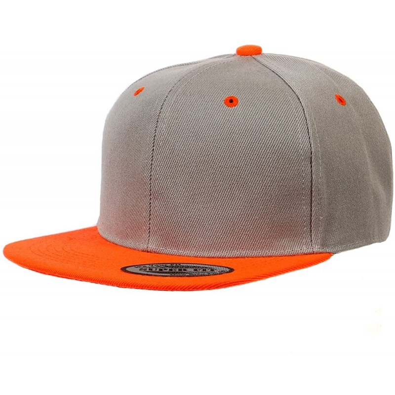 Baseball Caps Blank Adjustable Flat Bill Plain Snapback Hats Caps - Light Grey/Orange - C811LI0NCV7 $20.82