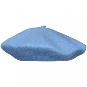 Berets Women's Wool Solid Color Classic French Beret Beanie Hat - Sky Blue - CO196ADT8WI $22.12