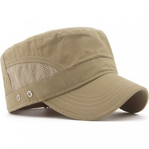 Baseball Caps Mens Womens Quick Dry Cadet Cap Waterproof Army Military Hat Flat Top Caps Mesh Inner - A-khaki - CW11ACXSW3N $...