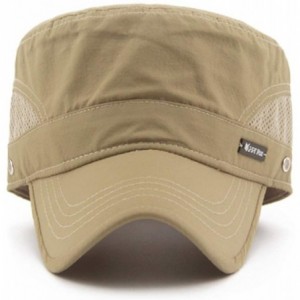 Baseball Caps Mens Womens Quick Dry Cadet Cap Waterproof Army Military Hat Flat Top Caps Mesh Inner - A-khaki - CW11ACXSW3N $...