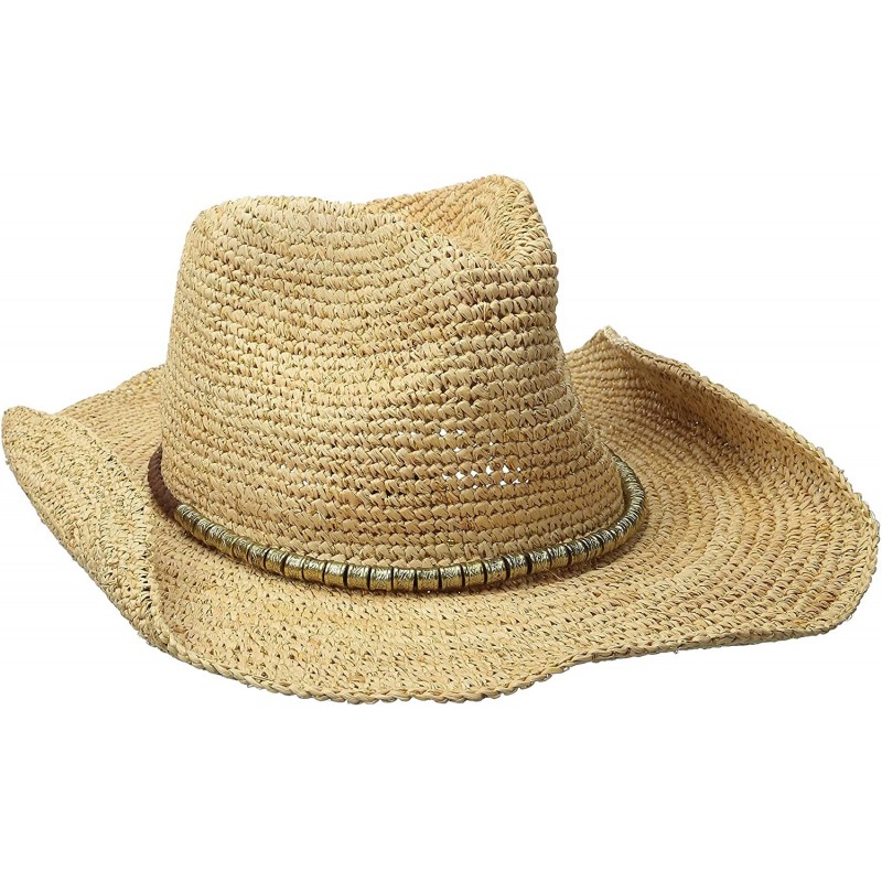 Sun Hats Women's Sierra Crochet Raffia Sun Hat with Gold Shimmer- Rated UPF 30 for Sun Protection - Natural/Gold - C3128ZTAMN...