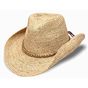 Sun Hats Women's Sierra Crochet Raffia Sun Hat with Gold Shimmer- Rated UPF 30 for Sun Protection - Natural/Gold - C3128ZTAMN...
