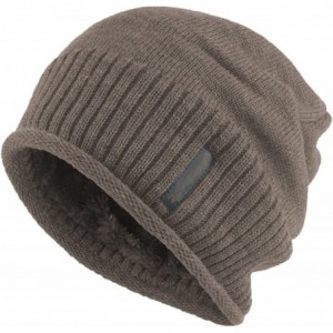 Skullies & Beanies Men Winter Outdoor Fleece Lined Warm Slouchy Knit Beanie Hat Skull Ski Cap - Tan - C118Z0HEM0H $19.31