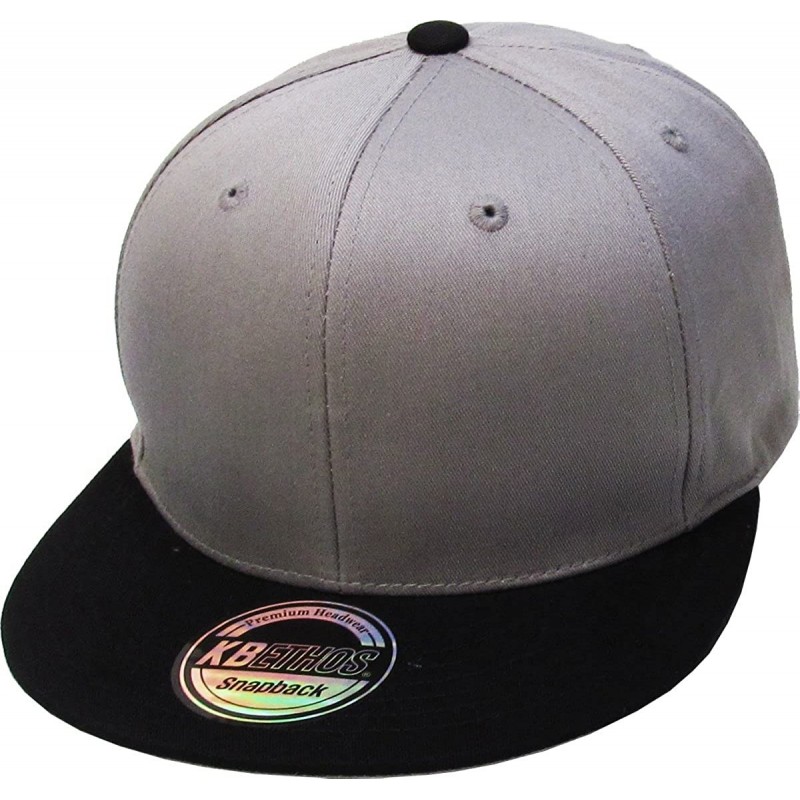 Baseball Caps Classic Snapback Hat Blank Cap - Cotton & Wool Blend Flat Visor - (2.8) Light Gray Black - C111ZC2TFB3 $24.97
